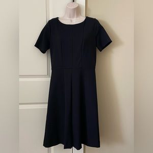 LOFT Short-sleeve Black Dress with A-line Skirt